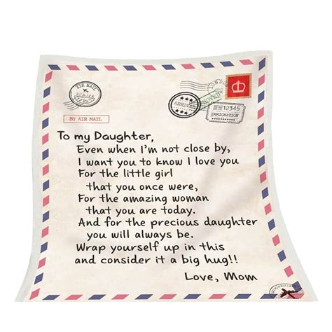 Zttd Blanket To My Daughter S Letter Print Quilt Mom And Dad To Daughter S Airmail Blanket