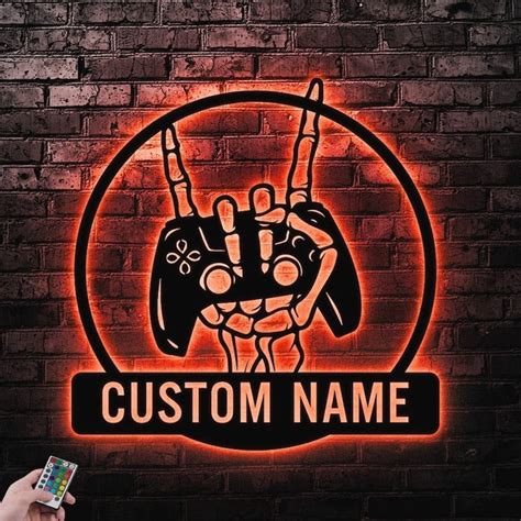 Personalized Gamer Metal Sign Wall Art LED Light Custom - Etsy