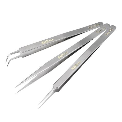 Electronics Industrial Tweezer Anti Static Curved Straight Tip