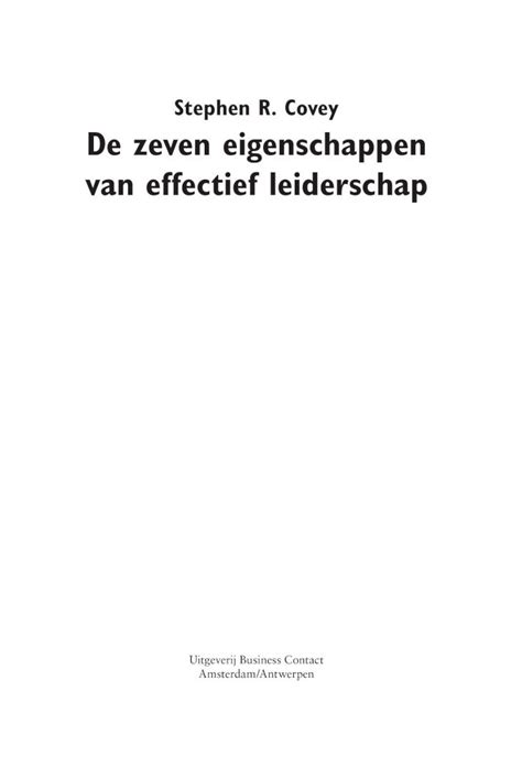 Pdf Stephen R Covey De Zeven Eigenschappen Van Effectief Leiderschap