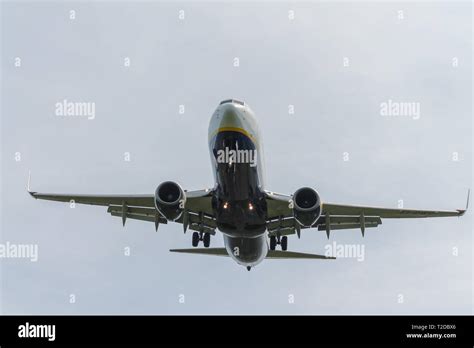 Ryanair Boeing Jet Plane Landing With Landing Gear Down And