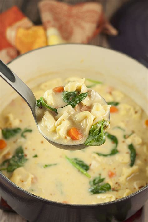 Chicken Alfredo Tortellini Soup Wishes And Dishes