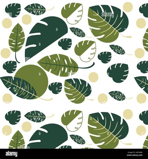 Flat Vector Design Seamless Pattern Tropical Leaves Beautiful Fern