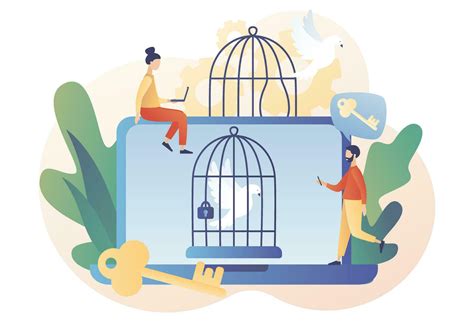 Freedom Concept Bird Fly Out Of Cage As Step Out Of Inner Prison