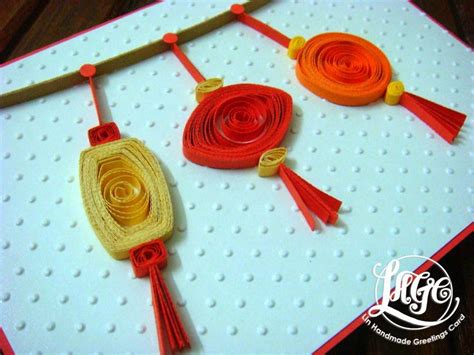 Lin Handmade Greetings Card Quilled Lanterns On CNY Cards Chinese