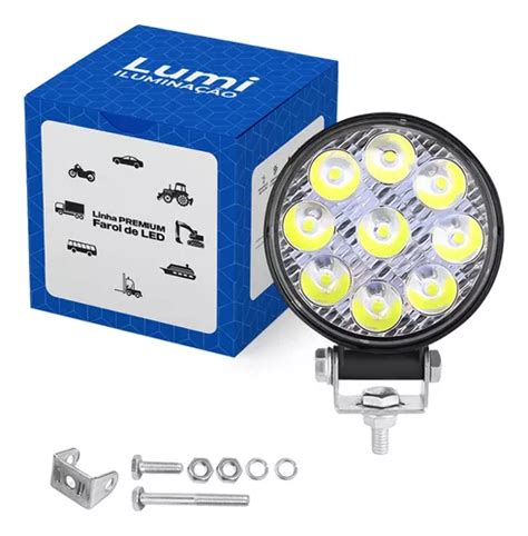 Refletor Holofote Luminaria Farol Leds V V Cor Da Carca A Preto