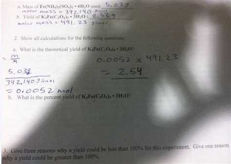 Solved First Reaction Is Fe NH4 2 SO4 2 6H2O H2C2O4 Chegg