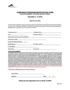 Fillable Online Companion Program Registration Form Fax Email Print