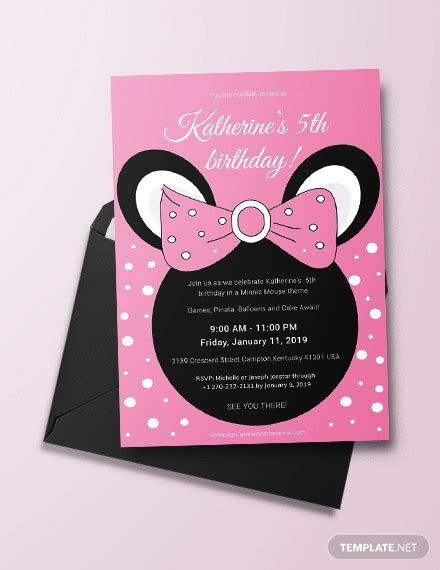 FREE 6+ Minnie Mouse Birthday Invitation Designs in PSD | Vector EPS ...