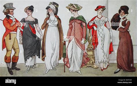 Fashion, clothing, fashion of ladies and gentlemen in England from 1800 ...