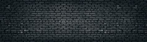 Wide Old Dark Gray Shabby Brick Wall Texture Black Masonry Panorama