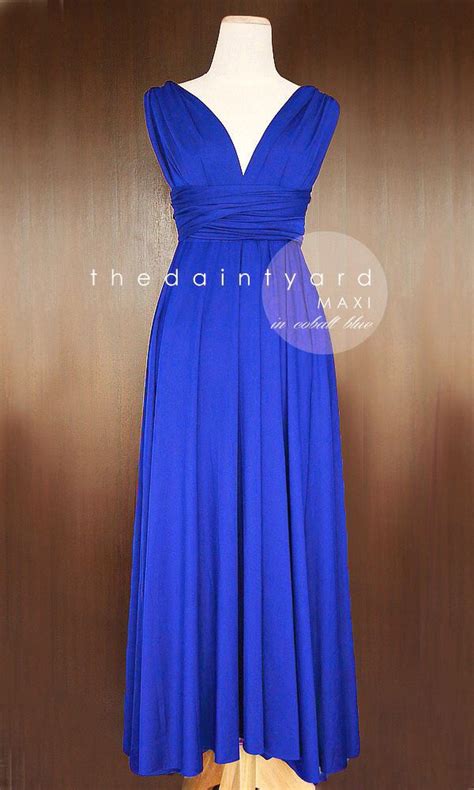 Maxi Cobalt Blue Bridesmaid Convertible Dress Infinity Dress Multiway