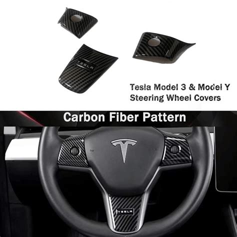 Model Y Carbon Fiber Steering Wheel Trim Carbon Fiber Pattern Abs