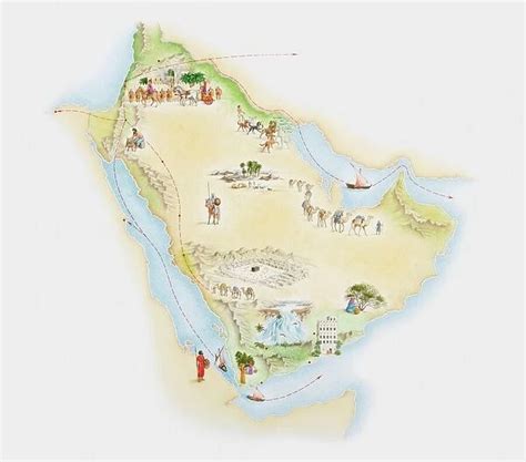 Illustrated map of ancient Arab trade routes available as Framed Prints ...