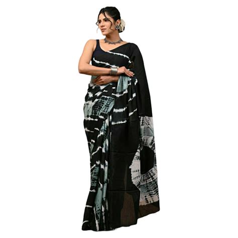 Shop Black Colour With White Grey Bagru Printed Saree Gi Heritage