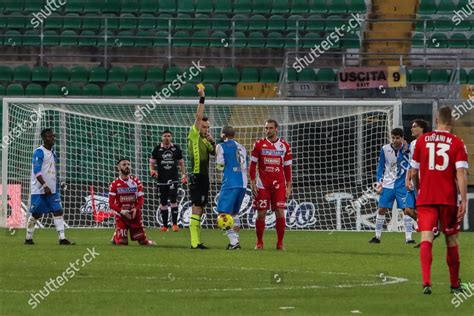 Referee Ermanno Feliciani Shows Yellow Card Editorial Stock Photo