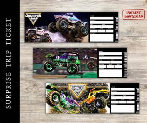 Printable Monster Jam Trucks Reveal T Ticket Birthday Etsy