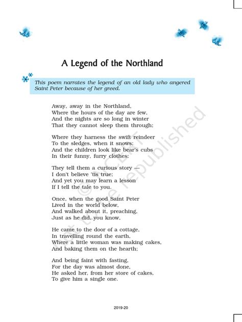 NCERT Book For Class 9 English Poem A Legend of The Northland | PDF