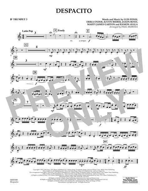 Despacito Arr Paul Murtha Bb Trumpet By Luis Fonsi Daddy