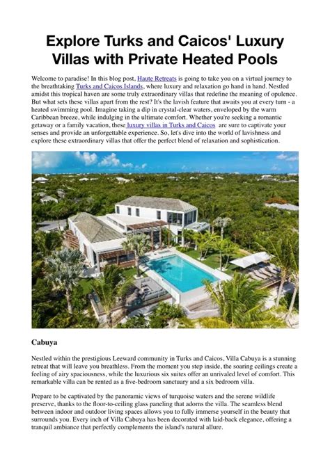 Ppt Explore Turks And Caicos Luxury Villas With Private Heated Pools