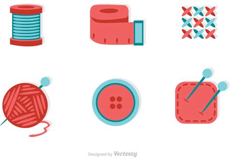 Sewing And Needlework Flat Icons Vector 88269 Vector Art At Vecteezy