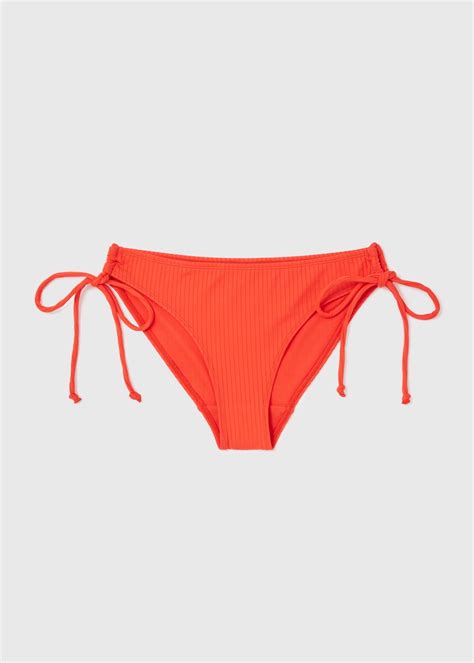 Orange Ribbed Triangle Bikini Bottoms Matalan