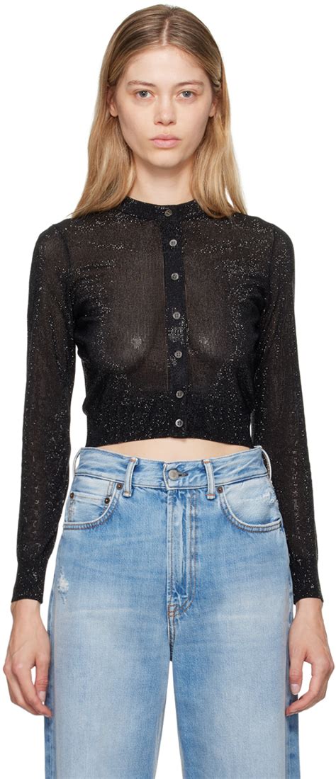 Alexander Wang Black Beaded Hotfix Cardigan SSENSE UK