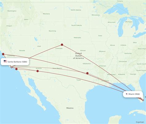 All Flight Routes From Miami To Santa Barbara Mia To Sba Flight Routes