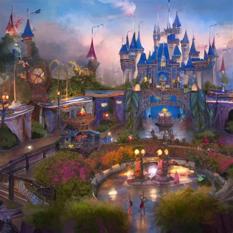 Concept Art Of New Disney Theme Park Highly Detailed Stable Diffusion