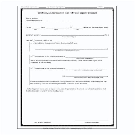 Missouri Notary Certificates