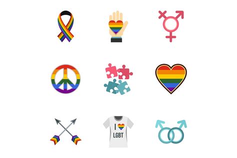 Lgbt Symbols Icons Set, Flat Style Graphic by ylivdesign · Creative Fabrica