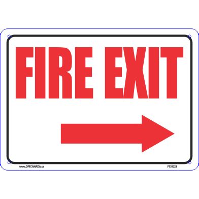 FIRE EXIT (WHITE BACKGROUND, RIGHT ARROW) - DPI Canada