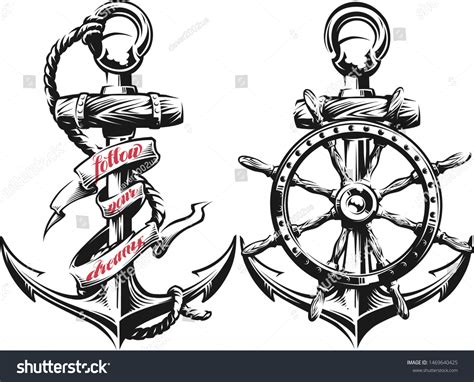 Anchor Ship Wheel Vector Illustration เวกเตอร์สต็อก ปลอดค่าลิขสิทธิ์ 1469640425 Shutterstock