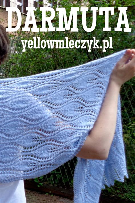 Elegancki A Urowy Szal Na Drutach Schemat Pattern Knitted Scarf