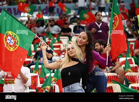 Doha, Qatar, 6th December 2022. Portugal fans during the FIFA World Cup ...