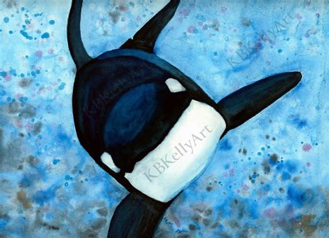 Orca Painting Watercolor Painting Whale Painting Killer Whale Print