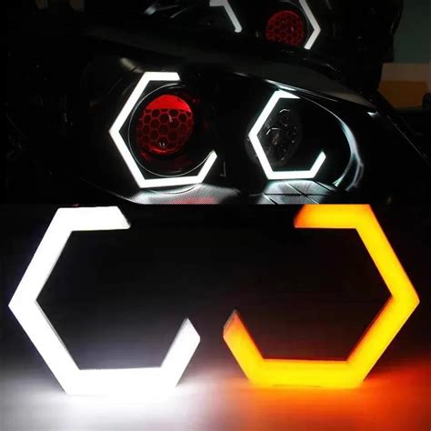 Anillos De Halo Hexagonales De Ojos De Ngel LED Para Motocicleta Faros