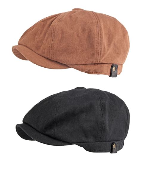 Men's Beret Hat Newsboy Cap Black Brown Cotton Adjustable Buckle Simple 1920s Fashion Holiday ...