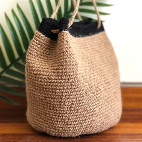 Jute Bucket Bag Size M Etsy