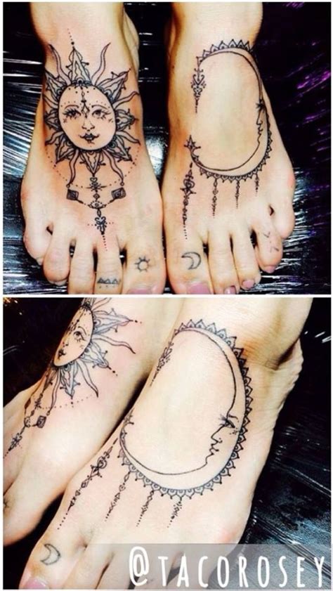 Sun And Moon Foot Tattoos Tattoos Trendy Tattoos