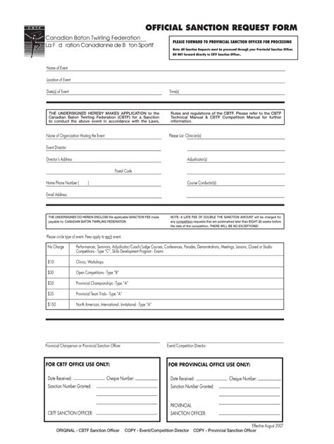 Fillable Online OFFICIAL SANCTION REQUEST FORM Fax Email Print PdfFiller