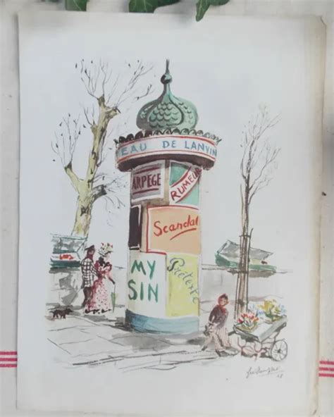 ANCIEN DESSIN PUBLICITAIRE Parfum Lanvin De Guillaume Gilet 1948 Le