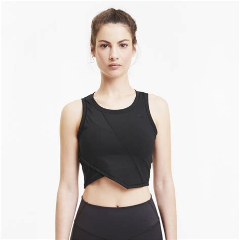 Studio Lace Womens Training Crop Top Black Puma