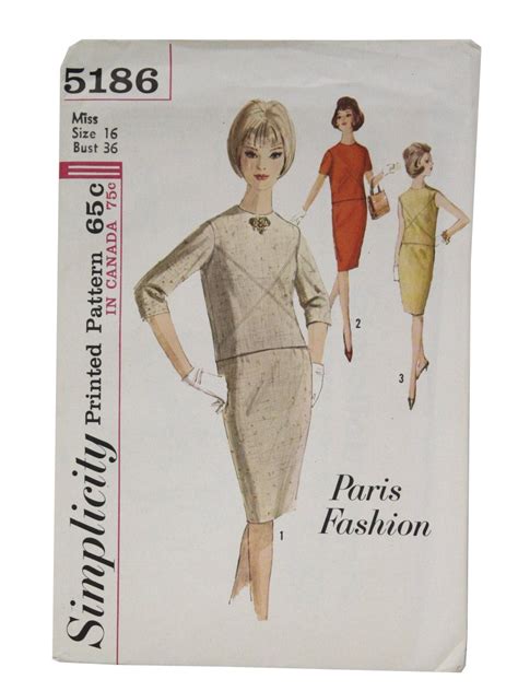 Retro Sixties Sewing Pattern 60s Simplicity Pattern No 5186 Misses