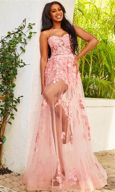 Strapless Jovani Sheer Sexy Prom Dress 02845 Promgirl