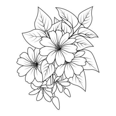 Flower Clipart Black And White Vector Art, Icons, and Graphics for Free ...