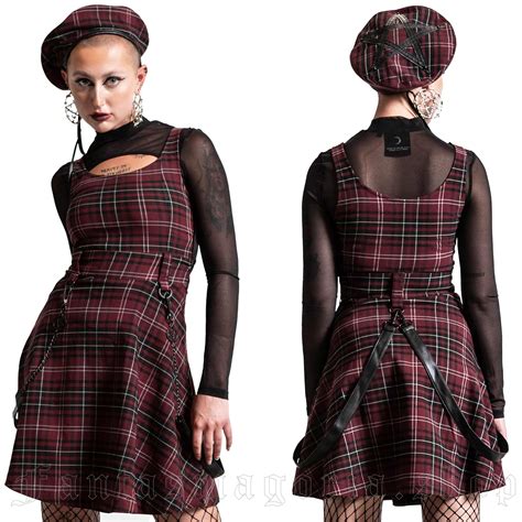 Crash Skater Blood Tartan Dress Top Killstar