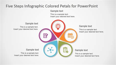 Five Steps Infographic Colored Petals Free PowerPoint Diagram - SlideModel