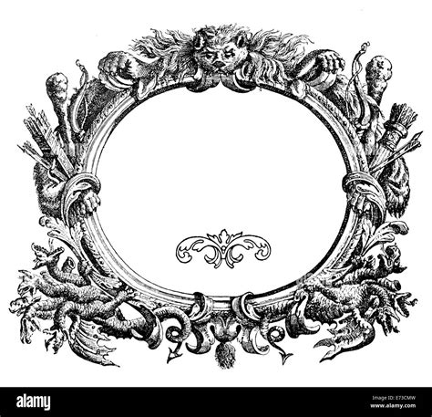 Renaissance Ornamental Frame With Wild Beast Arch Arrows And Hydra