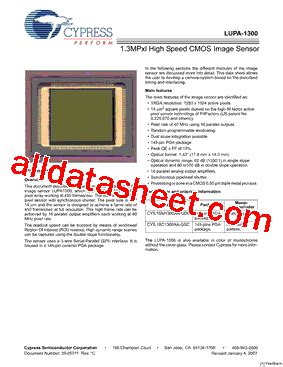 LUPA 1300 C 数据表 PDF Cypress Semiconductor